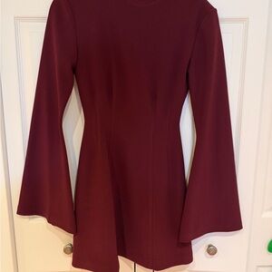 Nookie Burgundy Mini Dress with Bell Sleeves